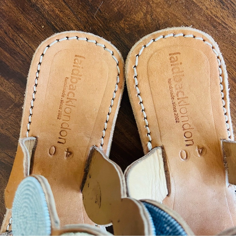 Laurence Dacade Spiral Beaded Sandals - Blue and Tan - EUC Size 40EU/10US - Picture 4 of 8